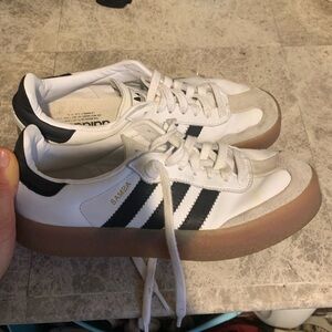 Adidas Samba White and Black Shoes with Gum Sole